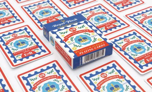 Royal Flush Queen's Commemorative Playing Cards - Twin Deck of Platinum Jubilee 2022 Poker Cards, Superior Cartamundi Linen Finish, Easy To Shuffle & Durable, Limited Edition