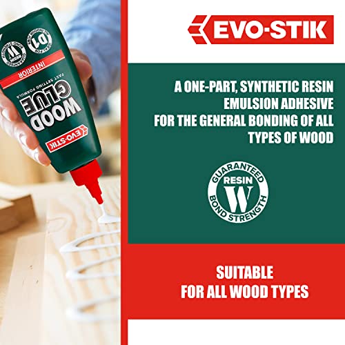 EVO-STIK Wood Glue - Interior, Extra Strong, Fast Setting, Suitable for All Wood Types, Dries Clear, 500ml