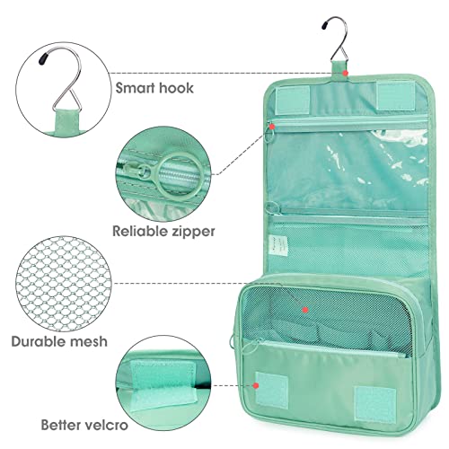 Travel Hanging Toiletry Wash Bag Makeup Cosmetic Organizer for Women Waterproof (Dark Green)