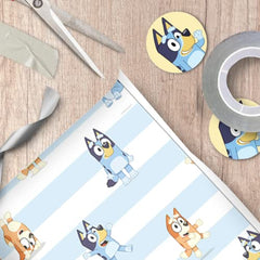 Danilo Promotions LTD BLW01 Bluey Wrapping Paper, Bluey Gift Wrapping, 2 Sheets 2 Tags Bluey