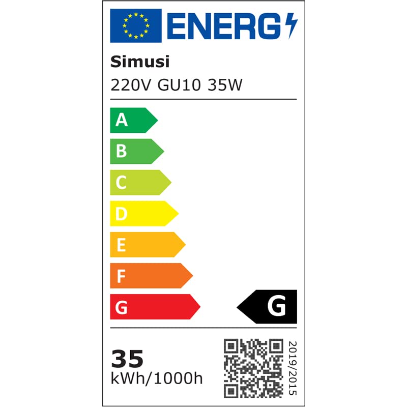 Simusi GU10 Halogen Light Bulbs, GU10 Bulbs 35W, 12 Pack Spotlight Bulbs 35W, Light Bulbs Halogen Equivalent Energy 2 Pin 35° Beam Angle 2700K Dimmable Warm White