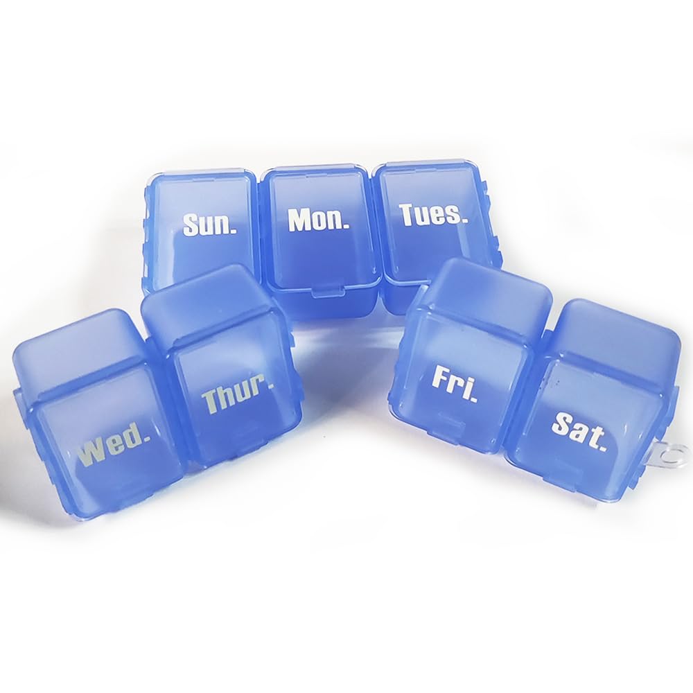 Pill Boxes 7 Day 1 Times a Day with 7 Compartments (Detachable/Combined), Travel Pill Box Organiser, Pill Holder for Vitamins and Medication