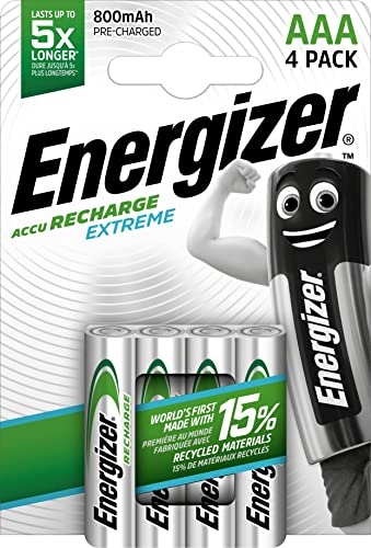 Energizer Rechargeable Battery AAA, Extreme Rechargeable, 4 Pack