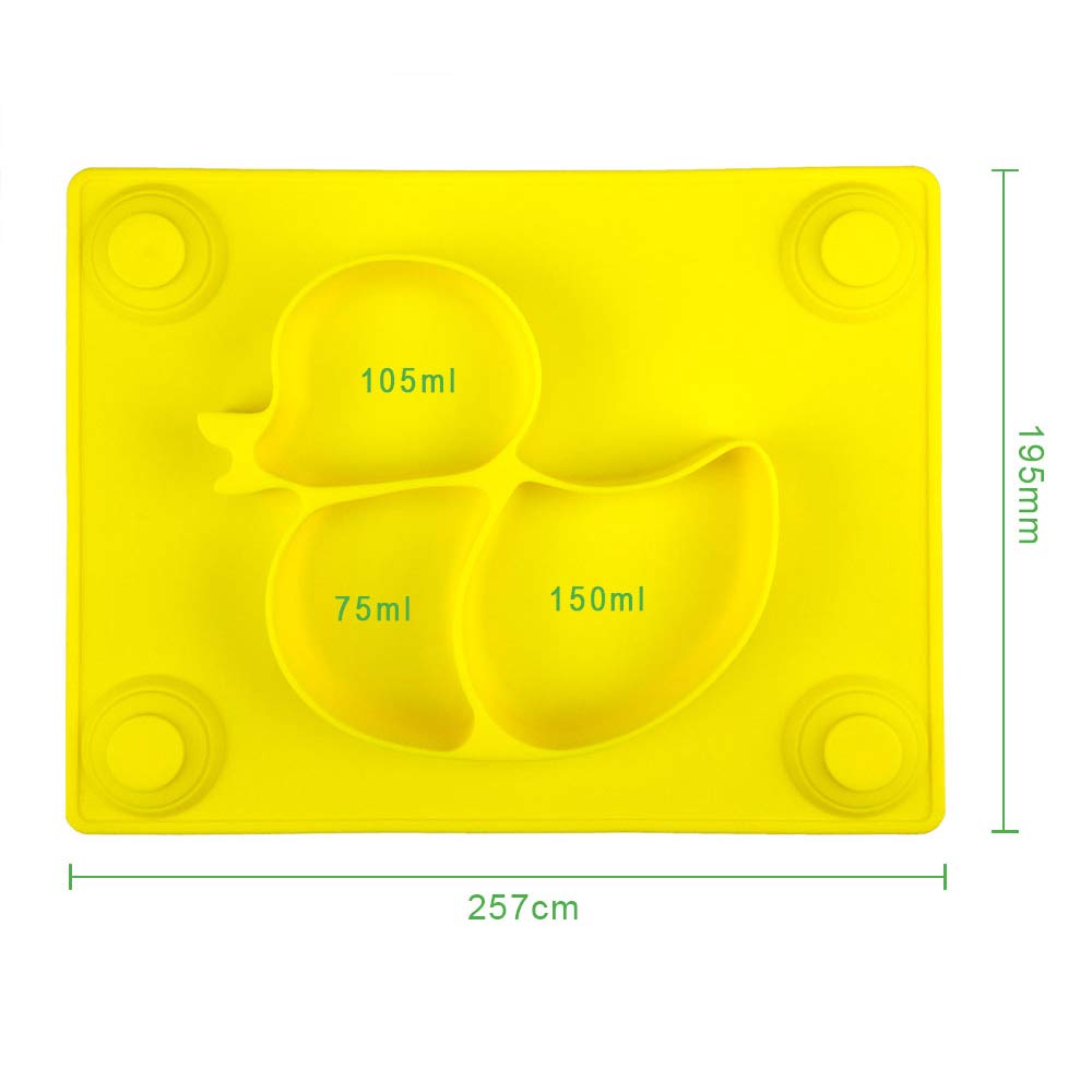 Baby Plates - SILIVO Upgraded Silicone Non-Slip Baby Placemat with Suction Cups for Infants,Toddlers and Kids (Lemon yellow)