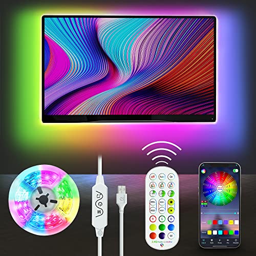 Meiyue LED TV Backlights, 4M TV LED Lights for 55-75 inch TV, PC Backlights, RGBIC TV LED Backlight with Music Sync, Remote Bluetooth APP Control TV LED Strip Lights USB Powered for Room Xmas Decor