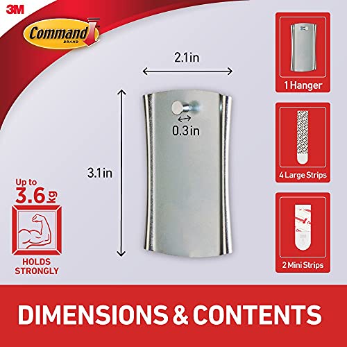 Command 17048-ES Metal Universal Picture Hanger - Damage Free Hanging - For Pictures, Frames, Mirrors and Clocks - Holds up to 3.6 kg