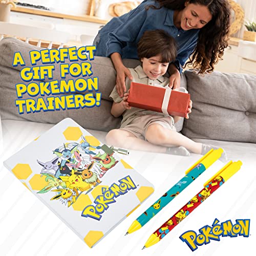 Pokemon Stationery Supplies Set - Kids Diary with Lock, Notebook, Pencil Case, Pens - Gifts for Boys (Notebook/Pen Set)