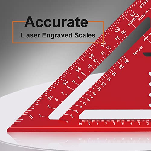 Senbaler 7 inch Carpenters Speed Square Metric,Roofing Rafter Square,Thickened Aluminum Alloy Triangle Ruler Protractor,Layout Tool Kit for Builders Joiners