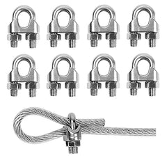 TERF® 8 Pcs Wire Rope Cable Clip Clamps M8 for Ø 8mm (5/16 inches) Wire Rope Cable Grip Galvanized Steel U Bolt Saddle Fastener for Rigging Rope and Tension Cable Garden Tension Wire Ropes