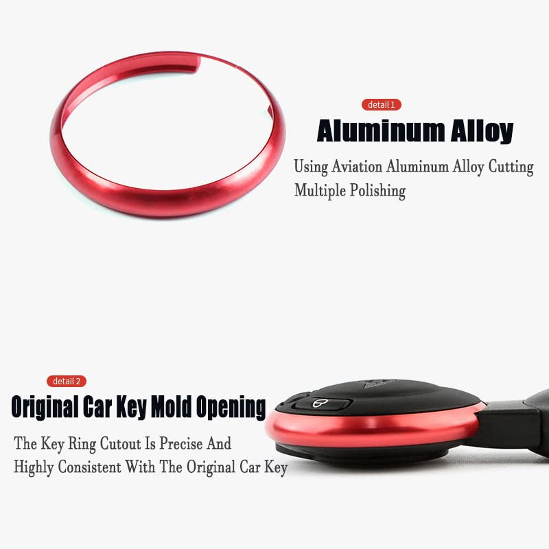 Key Fob Ring Cover, Akozon Aluminum Smart Key Fob Ring Rim Trim Cover Replacement for MINI R55 R56 R57 R58 R59 R60(Black)