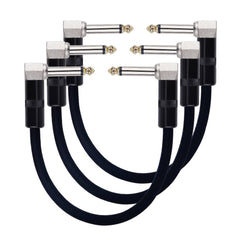 Rayzm Guitar Patch Cable - 6.35mm Noiseless 15cm Guitar/Bass Effects Pedalboard Patch Cable Cord, Right Angle Male TS Mono Instrument Cable for Guitar/Bass Effect Pedals (Pack of 3)