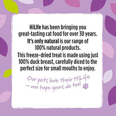 HILIFE,Duck Treats it's only natural Cat Treats - 100% Duck Breast, 100% Natural Grain Free, 12 Bags x 10g