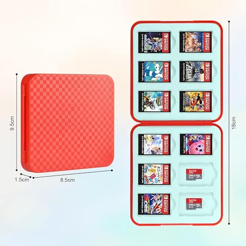 Vicloon Game Card Case for Nintendo Switch, Game Card Holder Game Storage with 12 Switch Game and Micro SD Storage Slots, Switch Games Holder case for Switch Game Card & SD Card Storage (Red)