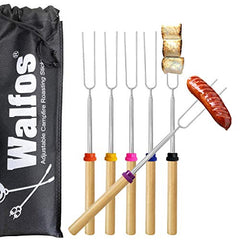 WALFOS Marshmallow Toasting Forks, Telescoping Marshmallow Toasting Kits Sticks, BBQ Smores Skewers,Campfire Roasting Sticks & Hot Dog Forks, 6 PCS