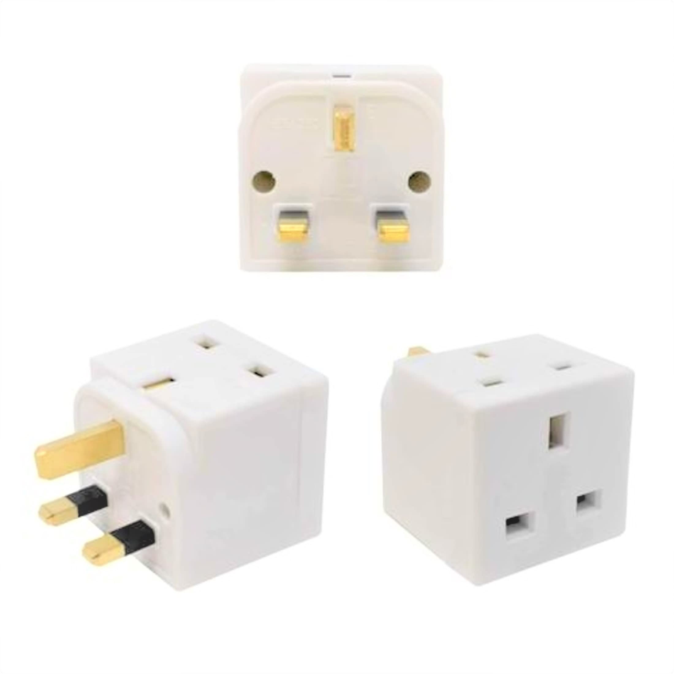 BAANI 2 Way Double Plug Adaptor - Multi Plugs Extension Sockets Adapter - UK 3 Pin Socket Extensions 250V 13 Amp - Power Extender Multiplug Block for Kitchen, Office, PC, TV, Indoor Lighting