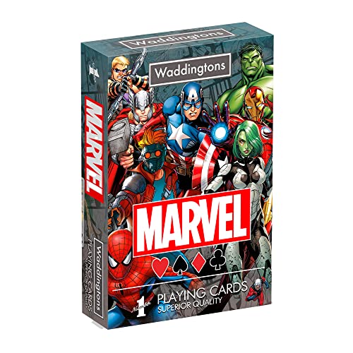 Waddingtons Number 1 Marvel Universe Playing Card Game, play with your favourite superheroes including Iron Man, Spider-Man and Captain America, gift and toy for boys, girls and adults Aged 6 plus