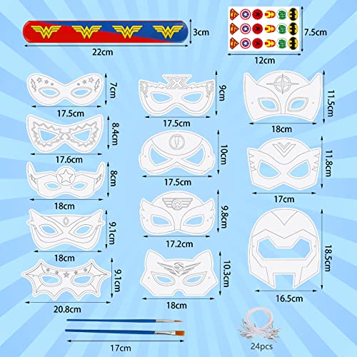 Landifor 36pcs Superhero Party Bag Fillers Avengers Party Bag Favors Includes Colour-In Paper Mask Slap Bands for Kids Classroom Rewards Birthday Party Pinata Filler Lucky Dip Prize