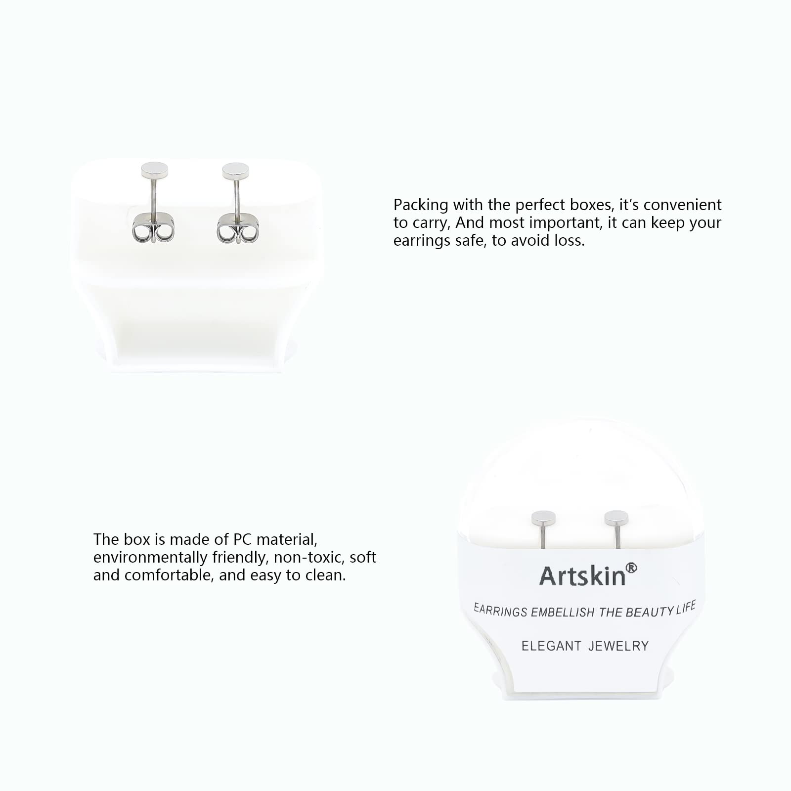 Artskin G23 Titanium Flat Dot Stud Earrings for Women Men Girls Earrings Hypoallergenic Nickel Free 5mm Silver Round Disc Stud Earrings for Sensitive Ears (5mm, Silver)