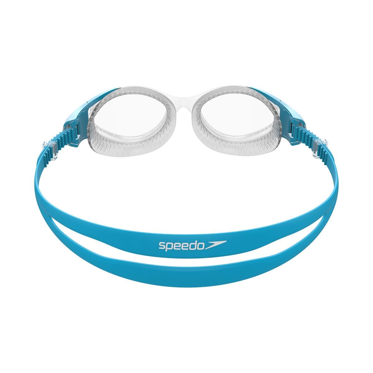 Speedo Women's Futura Biofuse Flexiseal Swimming Goggles, Extra Comfort, Cushioned Fit, Blue and Clear, One Size