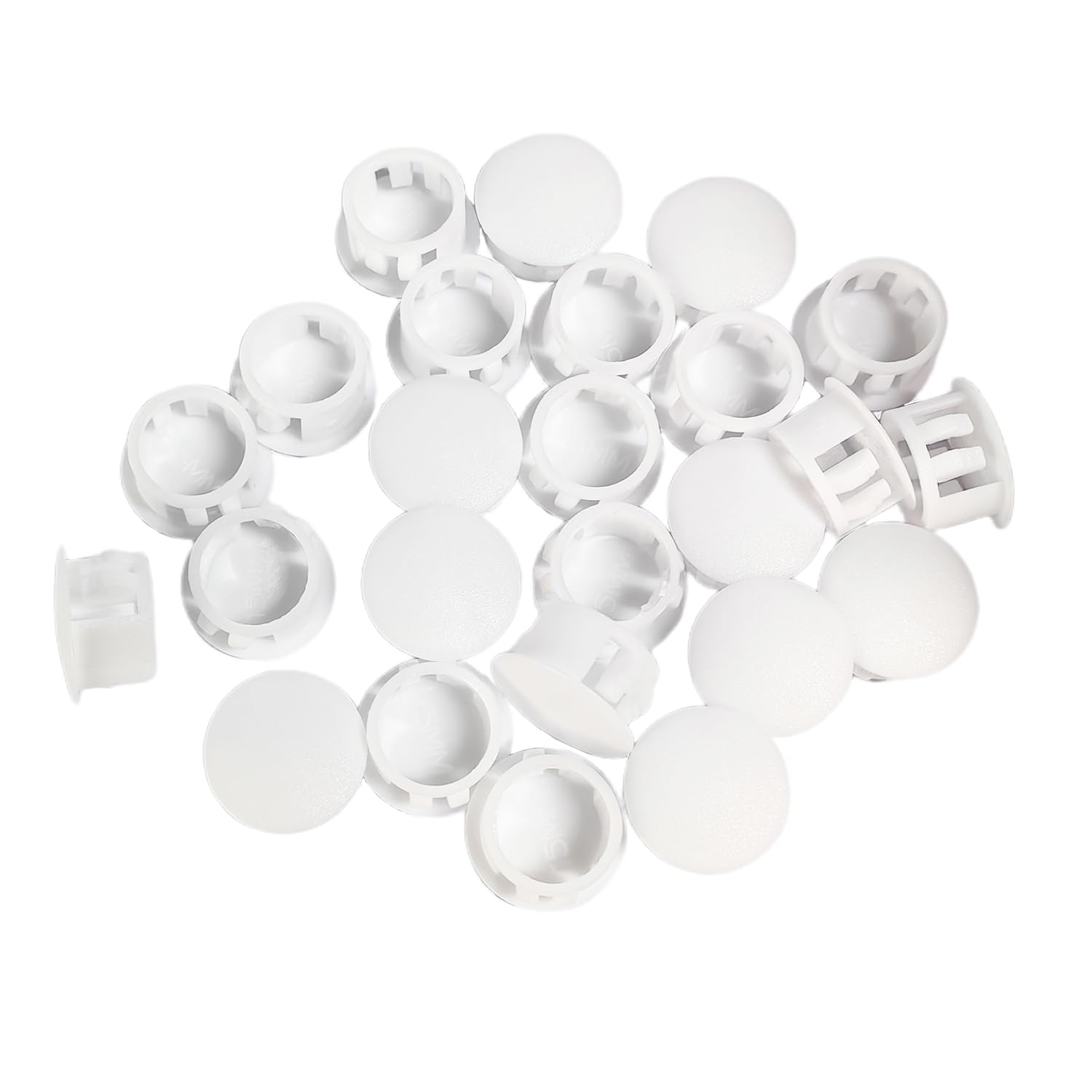 Qrity 20 Pcs Plastic Hole Plugs, 10mm Round Button Plugs, Snap on Type Screw Cap, Furniture Hole Plugs, Drilling Cover Caps Screw Hole Plugs White for Cabinet Desk Table Chair Cupboard Wardrobe