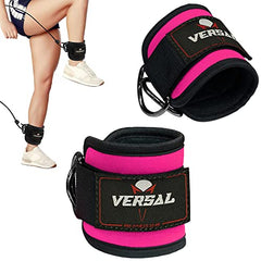 VERSAL Ankle Straps for Cable Machines Attachment Gym Ankle Cuff 7mm Padded Double D Weight Lifting Ankle Strap for Men Women,Glute Workouts,Leg Extensions,Curls,Booty Hip Abductors (Pair, Pink)