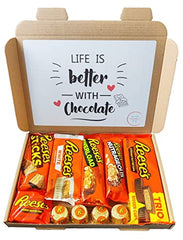 Reeses American Chocolate Gift Box   Reese's Peanut Butter Chocolate Hamper   Reese American Candy Gift Set Selection   Chocolate Letterbox Friendly Gift Box   Chocolate Gift for Reeses Lovers