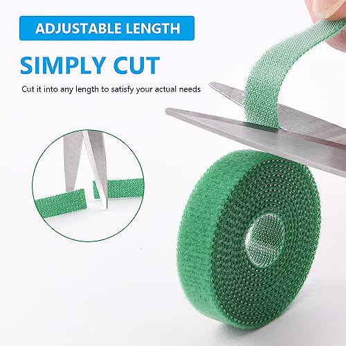 URAQT Green Garden Plants Tie, 10M Plant Ties Tape Self Adhesive Tape Hook Loop Garden Strips, 15mm Adjustable Tree Ties Plant Stake Cane Supports Wrap Tape for Gardening Sticky Strip Cable Organiser