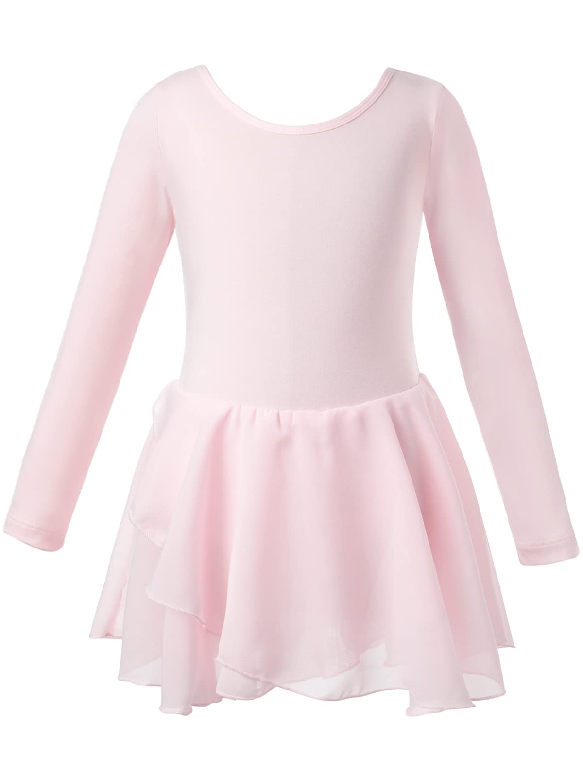 PLIKSUVER Girls Ballet Dress Short Sleeve Ballet Outfit Gymnastics Dance Leotard with Chiffon Skirt