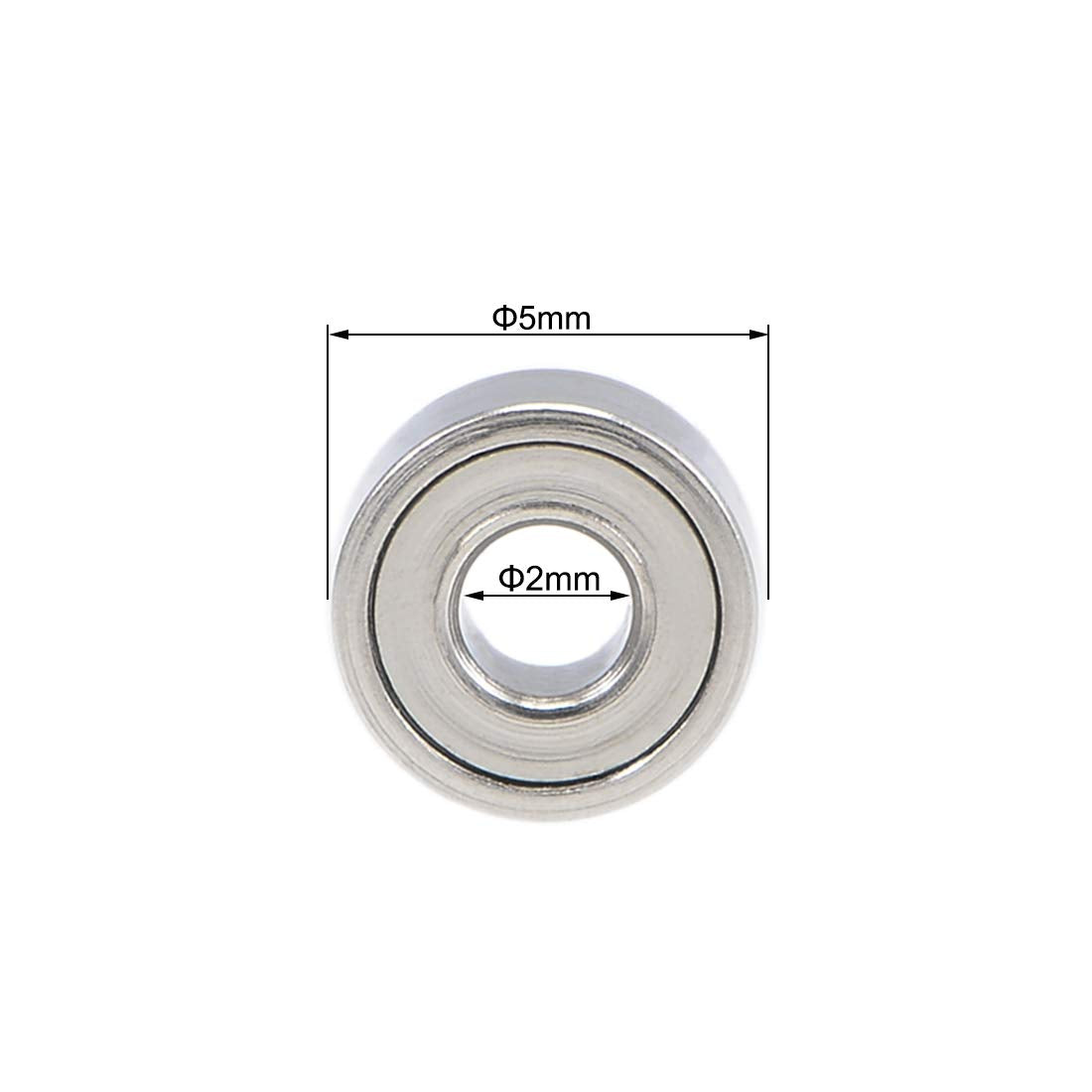 sourcing map 682ZZ Deep Groove Ball Bearings 2mm Inner Dia 5mm OD 2.3mm Bore Double Shielded Chrome Steel Z2 20pcs