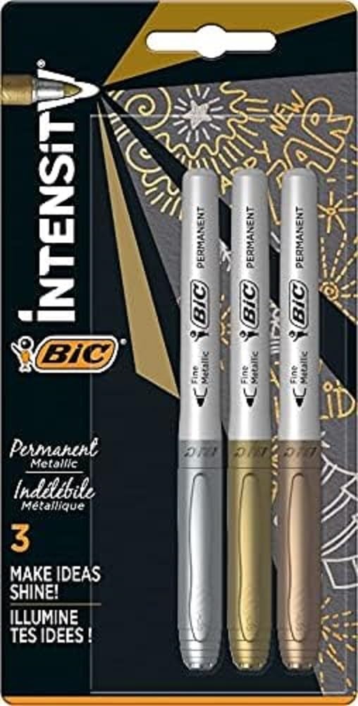 Bic Metallic Marking Colour Assorted Pack of 5, Metallic colours, 3 count (Pack of 1)