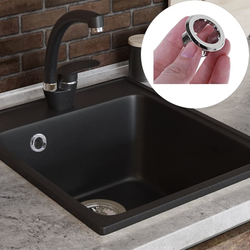 Sink Overflow Ring, 2 PCS Overflow Sink Hole Cover Kitchen Sink Overflow Cover Bathroom Bath Overflow Cover Sink Hole Round Overflow Cover Basin Trim Overflow Drain Cap Cover Insert in Hole Spares