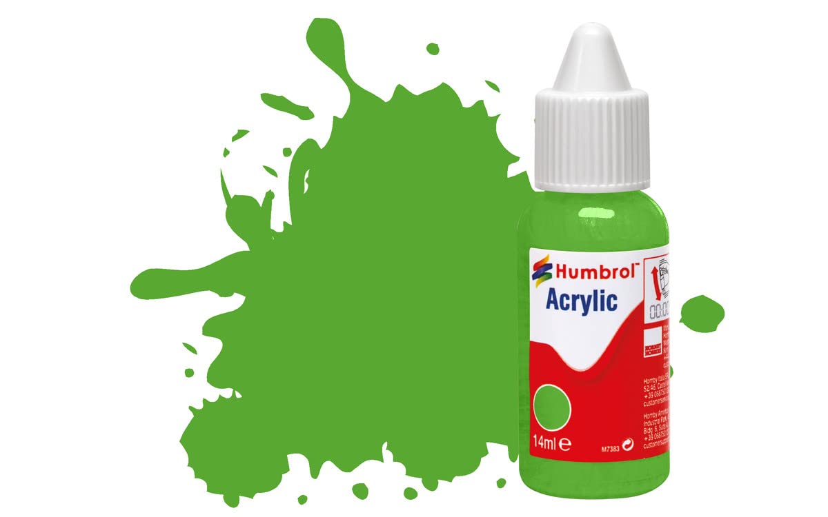 Humbrol Model Paint - DB0208 No 208 Fluorescent Signal Green - Gloss (14ml), Acrylic Paints for Models, Plastic, Metal, Wood, Glass, Ceramics and More, Acrylic Touch Up Paint - Paint Bottle for Craft