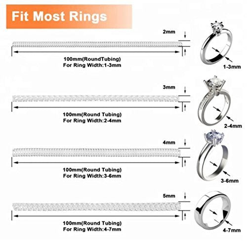 Ring Size Adjuster Ring Guard Clip Invisible Tightener Transparent Resizer for Loose Ring Set of 4 Sizes Pack of 4