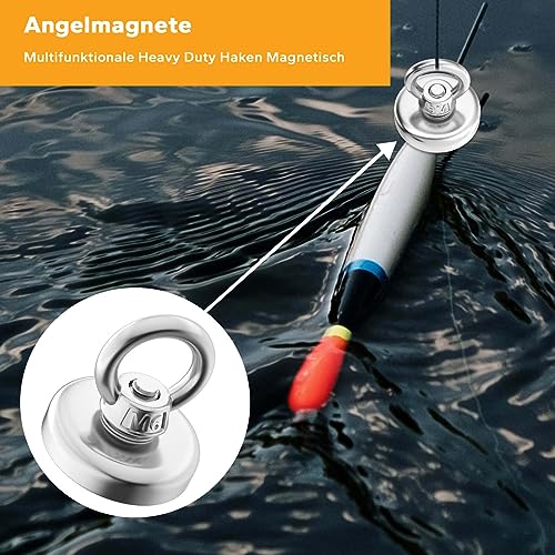 MIN CI 5 Pack Round Neodymium Magnets, Strong Magnets Heavy Duty 45kg（99lbs）Magnet Fishing 32mm Rare Earth Magnets Magnet with Eye Bolts Industrial Magnet for Hanging Hoisting