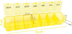 Boxsik Pill Box Organiser (Yellow), 7-Day 1 Times a Day Medicine Storage Case, Weekly Tablet Pills Container for Vitamins, Supplements & Travel Medication, Safe & Portable Medicine Holder