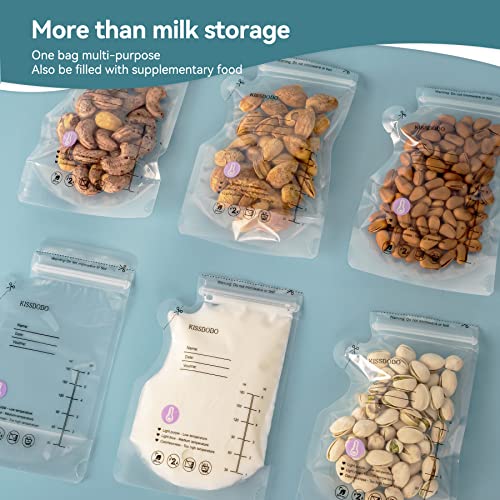 Breast Milk Storage Bag, 40PCS Milk Storage Bags Breastfeeding 180ML w/Pour Spout for Freezer, Milk Catchers w/Temperature Sensing Feature, Ready-to-Use,Self-Standing, BPA Free