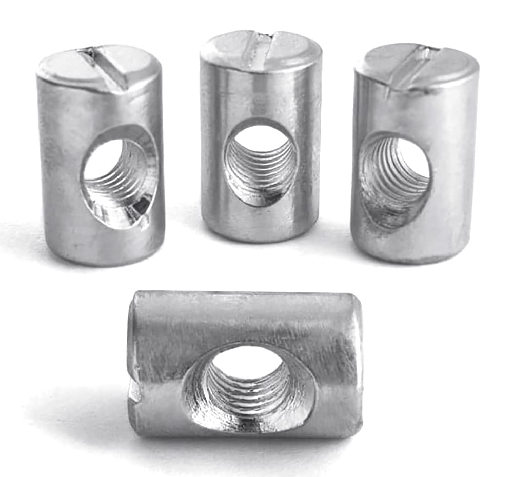 M6 (6mm x 13mm) Symmetric Furniture Barrel Nut Zinc Plated (Pack of 20)