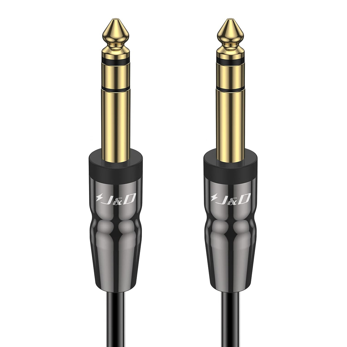 J&D 1/4 inch TRS Instrument Cable, Gold Plated Copper Shell 6.35mm 1/4 inch TRS Male to 6.35mm 1/4 inch TRS Male Stereo Cable, 4.5 Meter