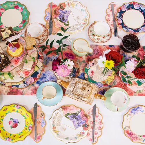 Talking Tables Paper Floral Afternoon Tea Party Napkins Truly Scrumptious Elegant Party Decorations Wedding Hen Party Birthday Celebration Cocktail Size Pack of 20