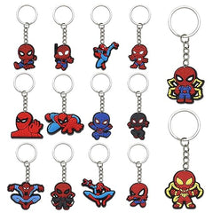 14Pcs Spider Man Keychains Party Bag Fillers for Kids Boys Girls, Spider Man Theme Keyrings Party Favors for Birthday Gift Christmas Halloween Party Supplies Pinata Filler Lucky Dip Prizes Rewards