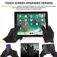 Winter Gloves, Christmas Gifts Thermal Touch Screen Glove Men - Typing Smartphone Driving Working - Anti-slip Grip - Warm Wool Liners -Soft Stretchy Material Windproof Outdoor Dog Walking - Black M