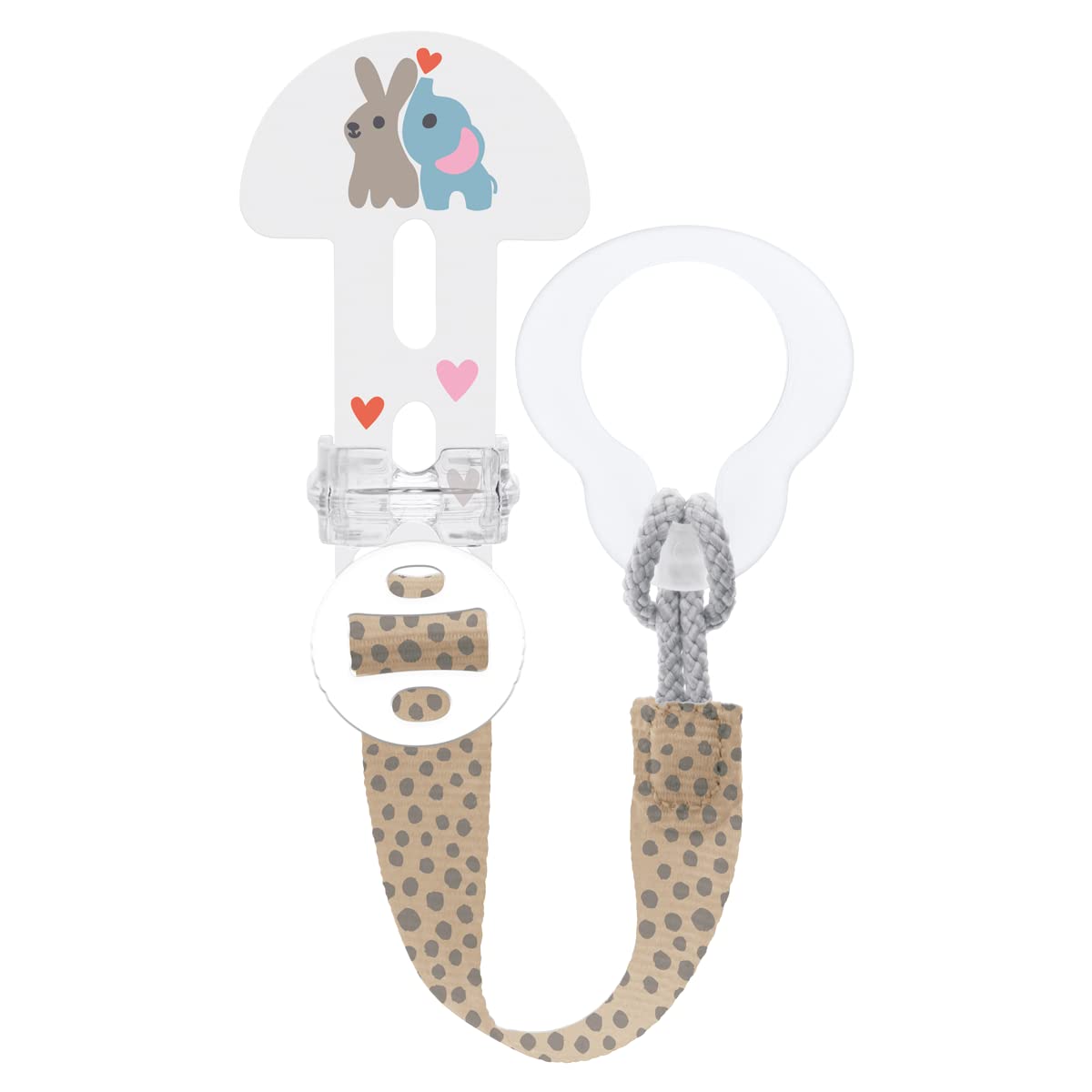 MAM Clip It, Baby Soother Chain Fits All MAM Soothers, Newborn Essentials, Spotted - Soothers Not Included (Designs May Vary)