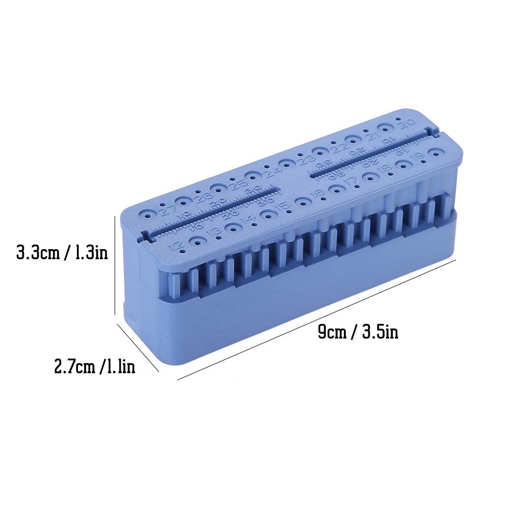 Root Canal Measuring Block, Dental Endo Block Files Measuring Tools, Double Scale Measuring Trough, High Temperature Sterilization, Endodontic Ruler Test Board(Dark Blue)