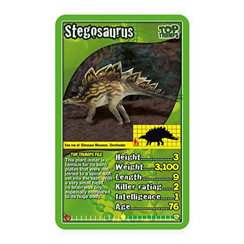 Top Trumps Dinosaurs Classics Card Game, Discover interesting facts in this educational packed game including the killer rating for a Tyrannosaurus Rex, makes a great gift for ages 6 plus