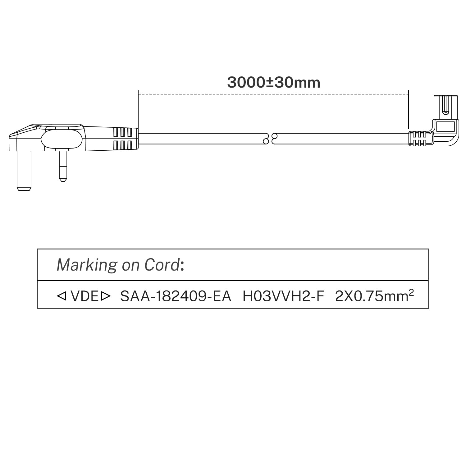 FIRMERST 3m UK Right Angle Tv Power Cable IEC320 C7 to BS 1363,Black