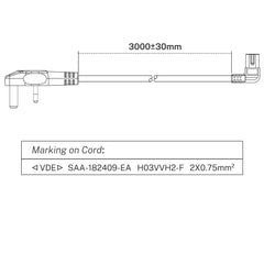 FIRMERST 3m UK Right Angle Tv Power Cable IEC320 C7 to BS 1363,Black