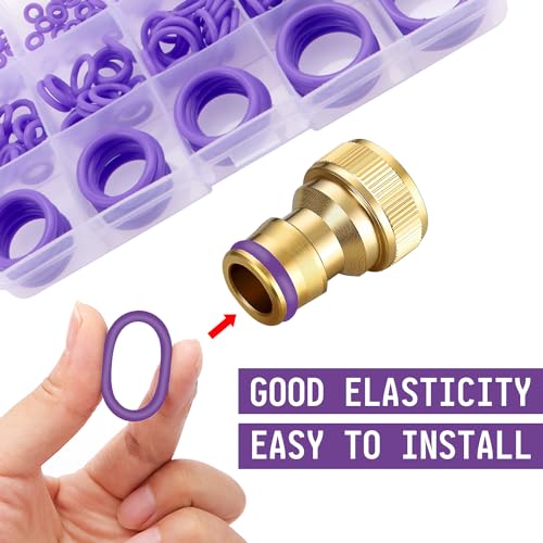 YIXISI 225 PCS 15 Sizes Purple O-Rings Assortment Kit, Silicone Metric O-Rings, for Tap Plumbing Washer Seal & Auto Quick Repair