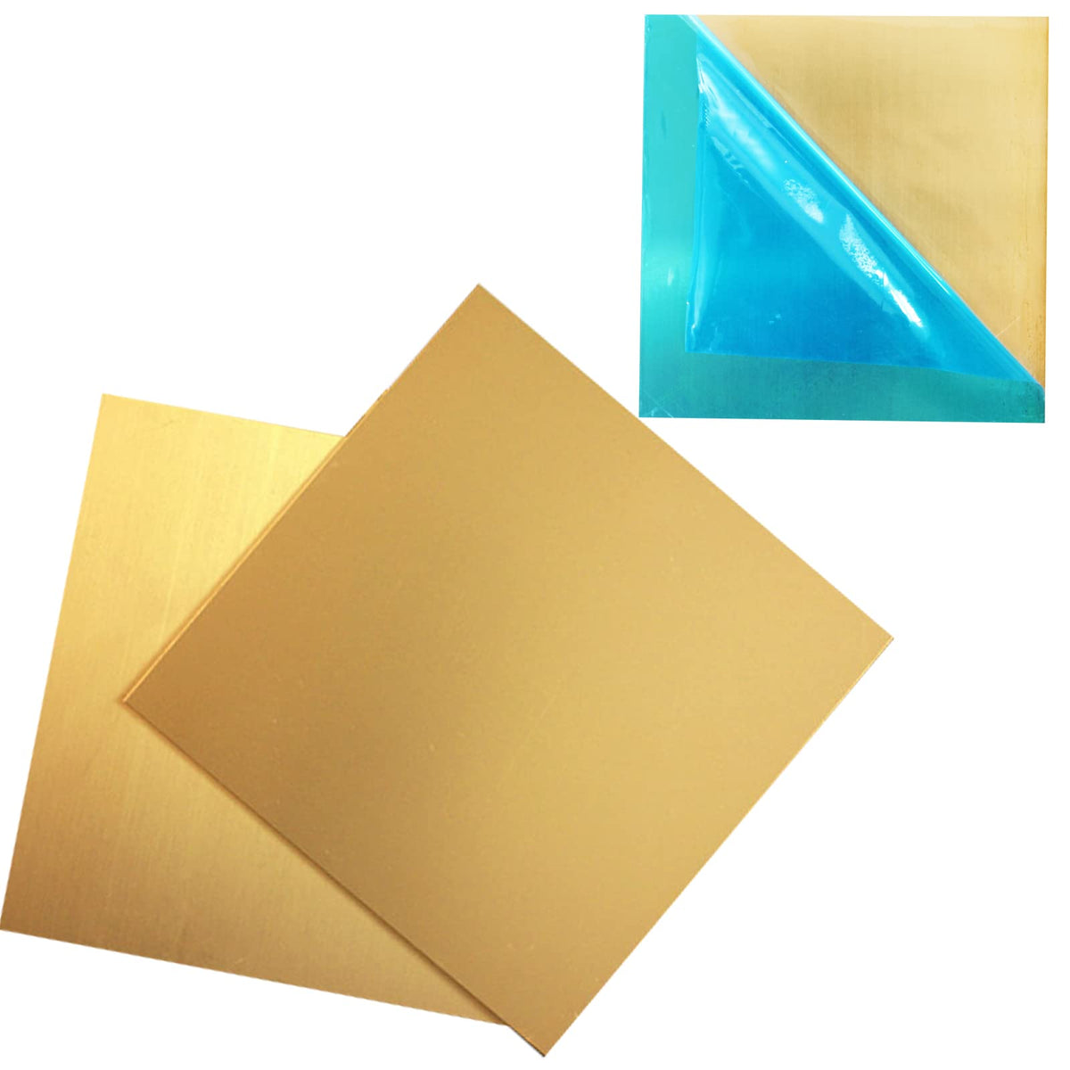 Chudeng BR01-8 2 Pcs Brass Sheet, 6 inch x 6 inch, 20 Gauge(0.81mm) Thickness, No Scratches, Film Attached Brass Plates