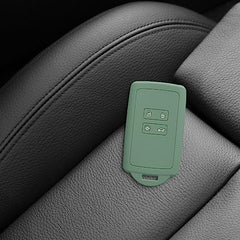 kwmobile Car Key Cover Compatible with Renault 4 Button Car Key Smart Key (only Keyless Go) - Silicone Protective Key Fob Cover with Built-in Eyelet - Pottery Green