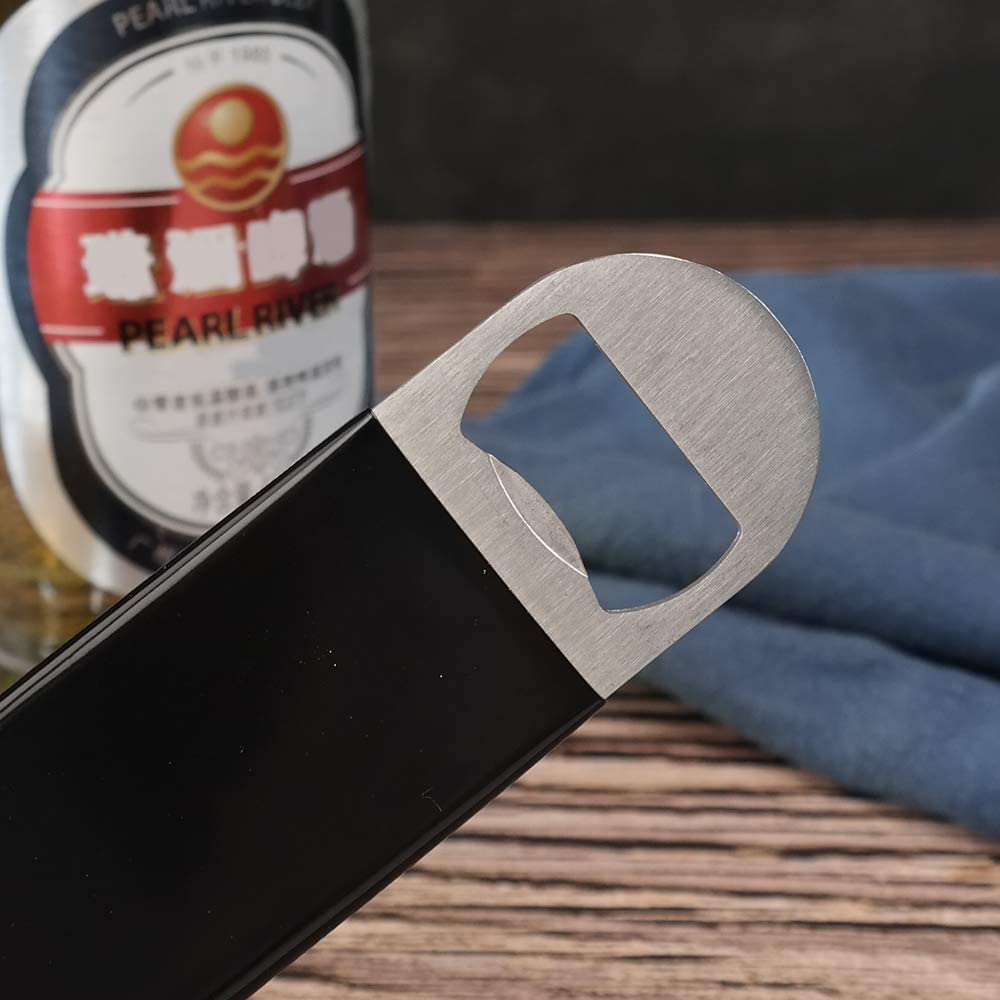 Bartender Bottle Openers, Bar Blade, Beer Openers, 1 Pack by Professional Grade: Rubber Coated, Stainless Steel.